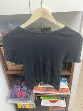 TNA Black Ribbed Knit Tee
